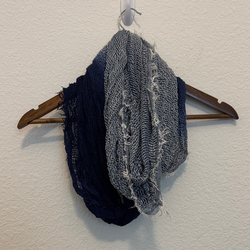 Staring at Stars Frayed Blue and White Ombré Infinity Scarf